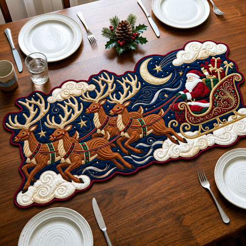 Reindeer Sleigh Custom Shape Quilted Table Runner GFTOPND2463