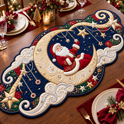 Santa Moon Stars Custom Shape Quilted Table Runner GFTOPND2466