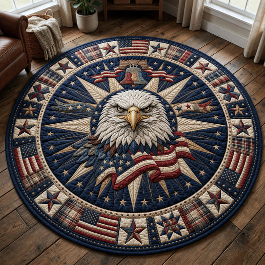 Patriotic Bald Eagle Quilted Round Mat GFTOPND247