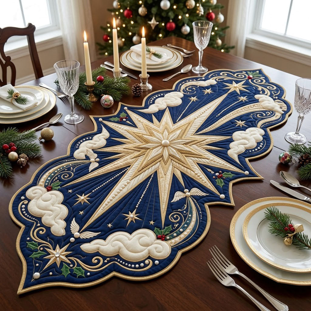 Bethlehem Star Custom Shape Quilted Table Runner GFTOPND2472