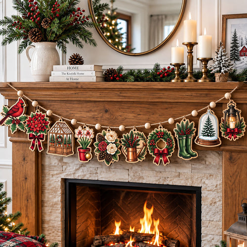 Christmas Conservatory Garden Custom Shape Wooden Garland GFTOPND2477