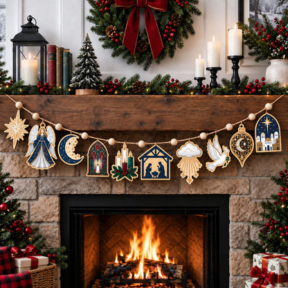 Celestial Holy Night Custom Shape Wooden Garland GFTOPND2479