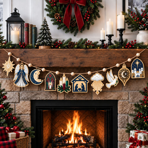 Celestial Holy Night Custom Shape Wooden Garland GFTOPND2479
