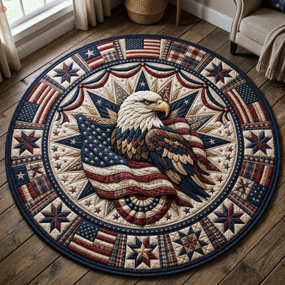 Patriotic Bald Eagle Quilted Round Mat GFTOPND248