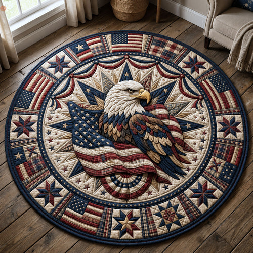 Patriotic Bald Eagle Quilted Round Mat GFTOPND248
