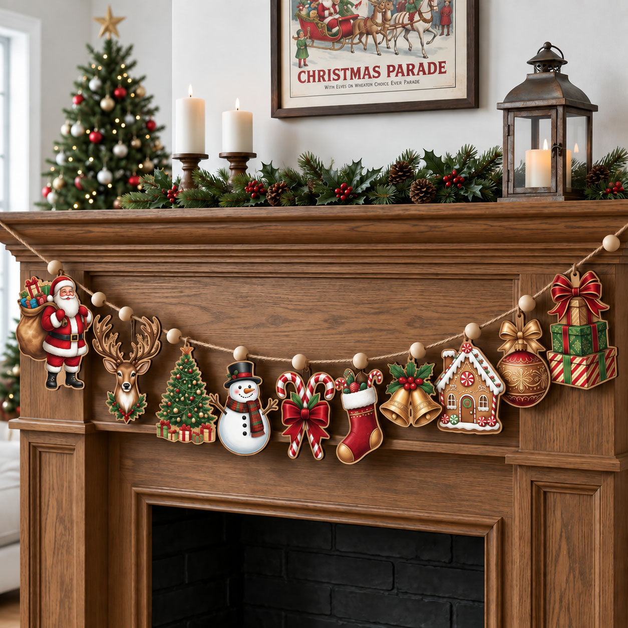 Christmas Parade Custom Shape Wooden Garland GFTOPND2482