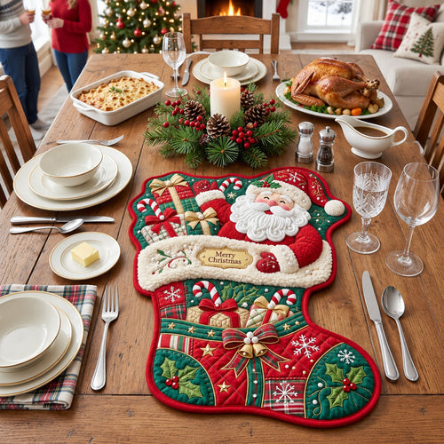 Santa Stocking Custom Shape Quilted Place Mat GFTOPND2485
