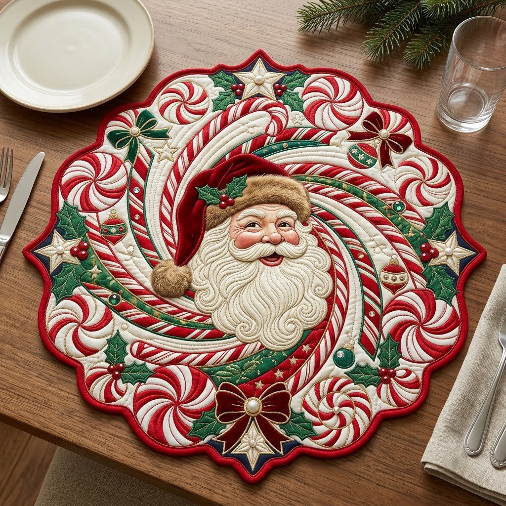 Santa Candy Vortex Custom Shape Quilted Place Mat GFTOPND2488