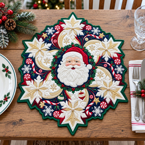 Santa Snowflake Spin Custom Shape Quilted Place Mat GFTOPND2490