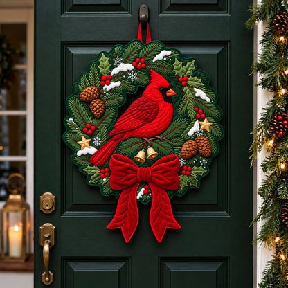 Cardinal Wreath Custom Shape Quilted Door Hanger GFTOPND2498