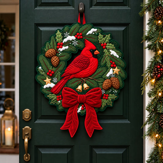 Cardinal Wreath Custom Shape Quilted Door Hanger GFTOPND2498