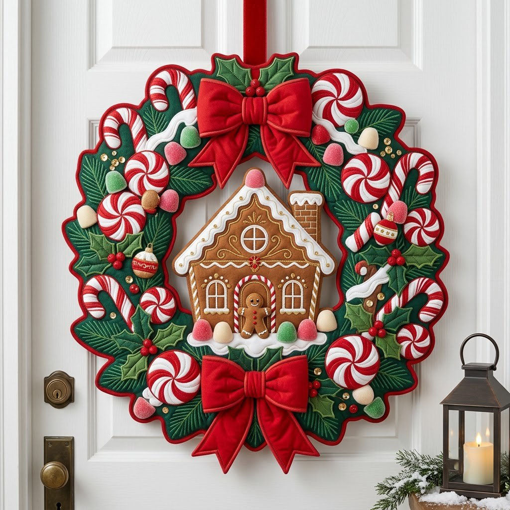 Gingerbread Candy Custom Shape Quilted Door Hanger GFTOPND2499
