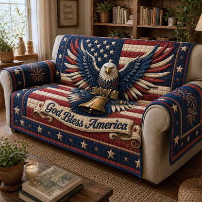 God Bless America Quilted Sofa Cover GFTOPND25