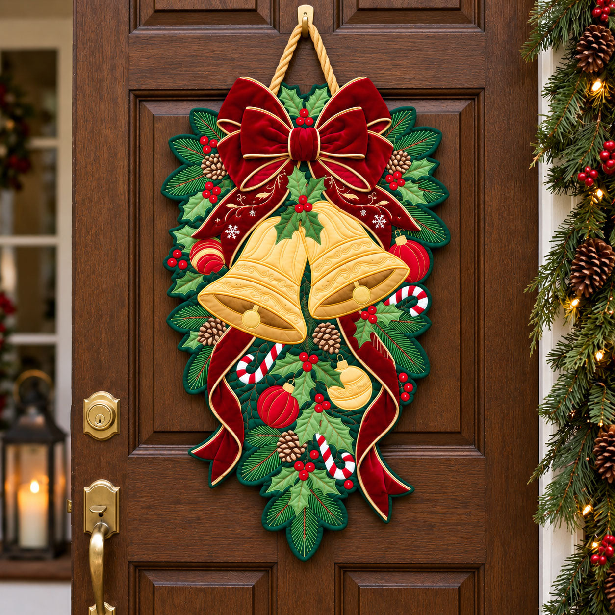 Christmas Bell Custom Shape Quilted Door Hanger GFTOPND2501