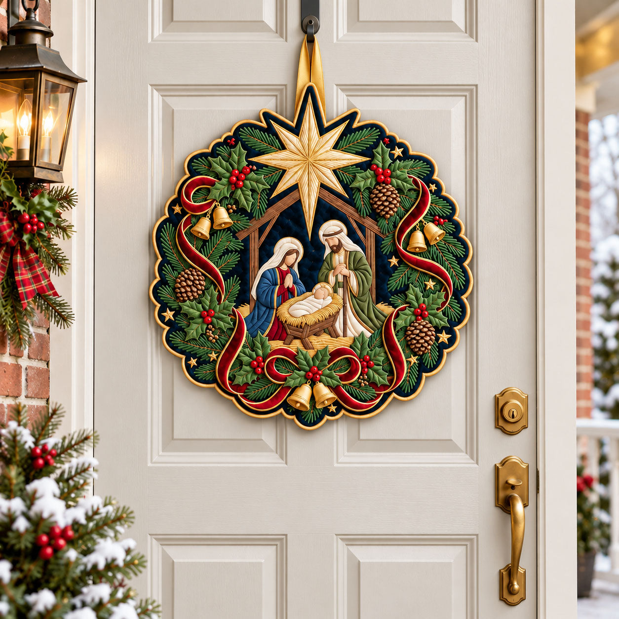 Nativity Star Custom Shape Quilted Door Hanger GFTOPND2503