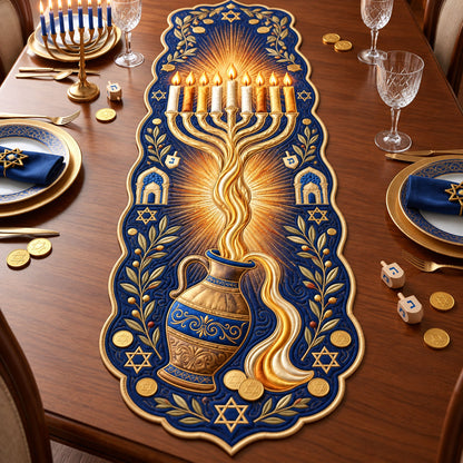 Miracle Of The Oil Custom Shape Quilted Table Runner GFTOPND2505