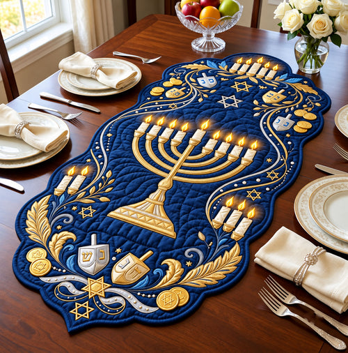 Candle Garland Custom Shape Quilted Table Runner GFTOPND2507