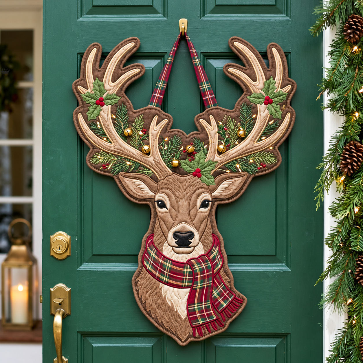 Majestic Reindeer Custom Shape Quilted Door Hanger GFTOPND2508