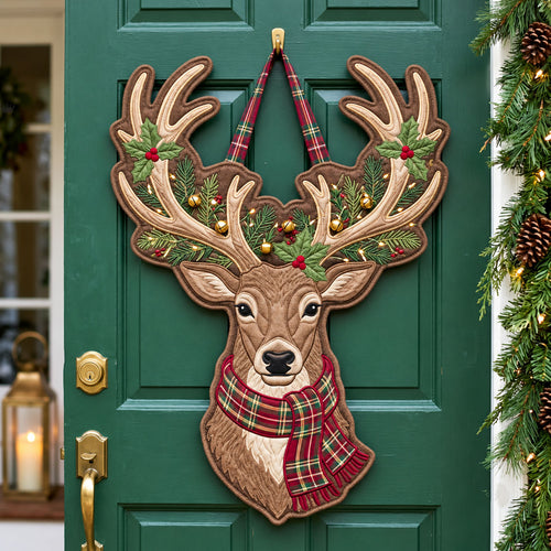 Majestic Reindeer Custom Shape Quilted Door Hanger GFTOPND2508