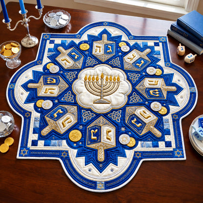Dreidel Mosaic Custom Shape Quilted Table Topper GFTOPND2511