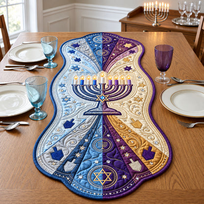 Jeweled Hanukkah Custom Shape Quilted Table Runner GFTOPND2535
