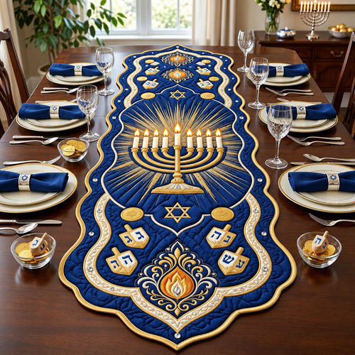 Menorah Candles Custom Shape Quilted Table Runner GFTOPND2536