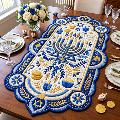 Eight Nights Of Light Custom Shape Quilted Table Runner GFTOPND2538