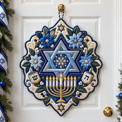 Menorah Candles Custom Shape Quilted Door Hanger GFTOPND2539