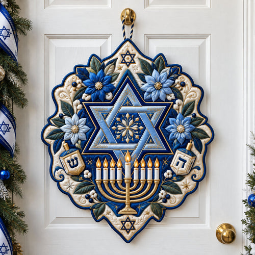 Menorah Candles Custom Shape Quilted Door Hanger GFTOPND2539