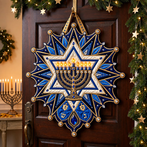 Jewel Flame Starburst Custom Shape Quilted Door Hanger GFTOPND2544