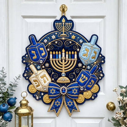 Jeweled Hanukkah Custom Shape Quilted Door Hanger GFTOPND2545