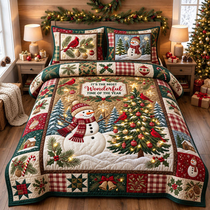 Most Wonderful Time 3-Piece Quilted Bedding Set GFTOPND2549