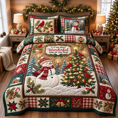 Most Wonderful Time 3-Piece Quilted Bedding Set GFTOPND2549