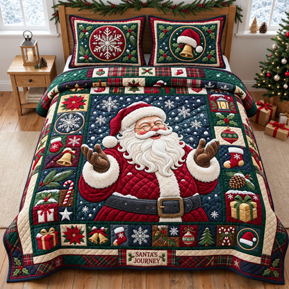 Santa In Snow 3-Piece Quilted Bedding Set GFTOPND2550