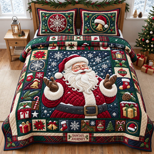 Santa In Snow 3-Piece Quilted Bedding Set GFTOPND2550
