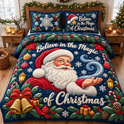 Believe In Magic Of Christmas 3-Piece Quilted Bedding Set GFTOPND2551