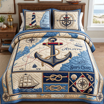Ship Chart 3-Piece Quilted Bedding Set GFTOPND2555