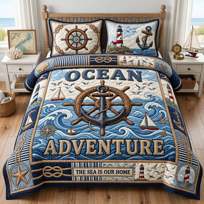 Ocean Adventure 3-Piece Quilted Bedding Set GFTOPND2558