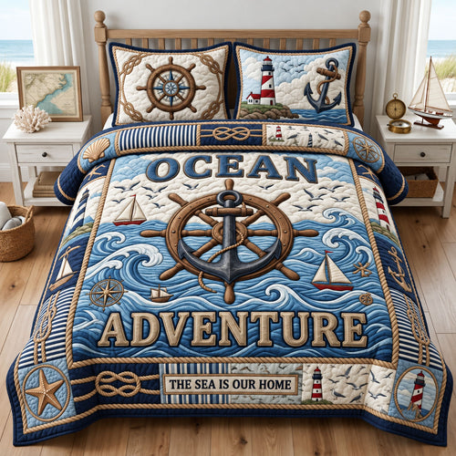 Ocean Adventure 3-Piece Quilted Bedding Set GFTOPND2558