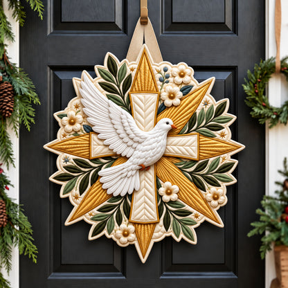 Dove Cross Custom Shape Quilted Door Hanger GFTOPND2604
