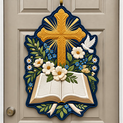 Cross Book Custom Shape Quilted Door Hanger GFTOPND2606