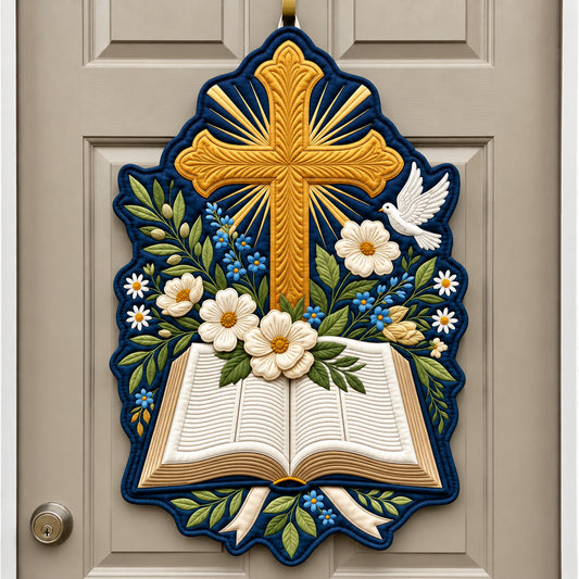 Cross Book Custom Shape Quilted Door Hanger GFTOPND2606