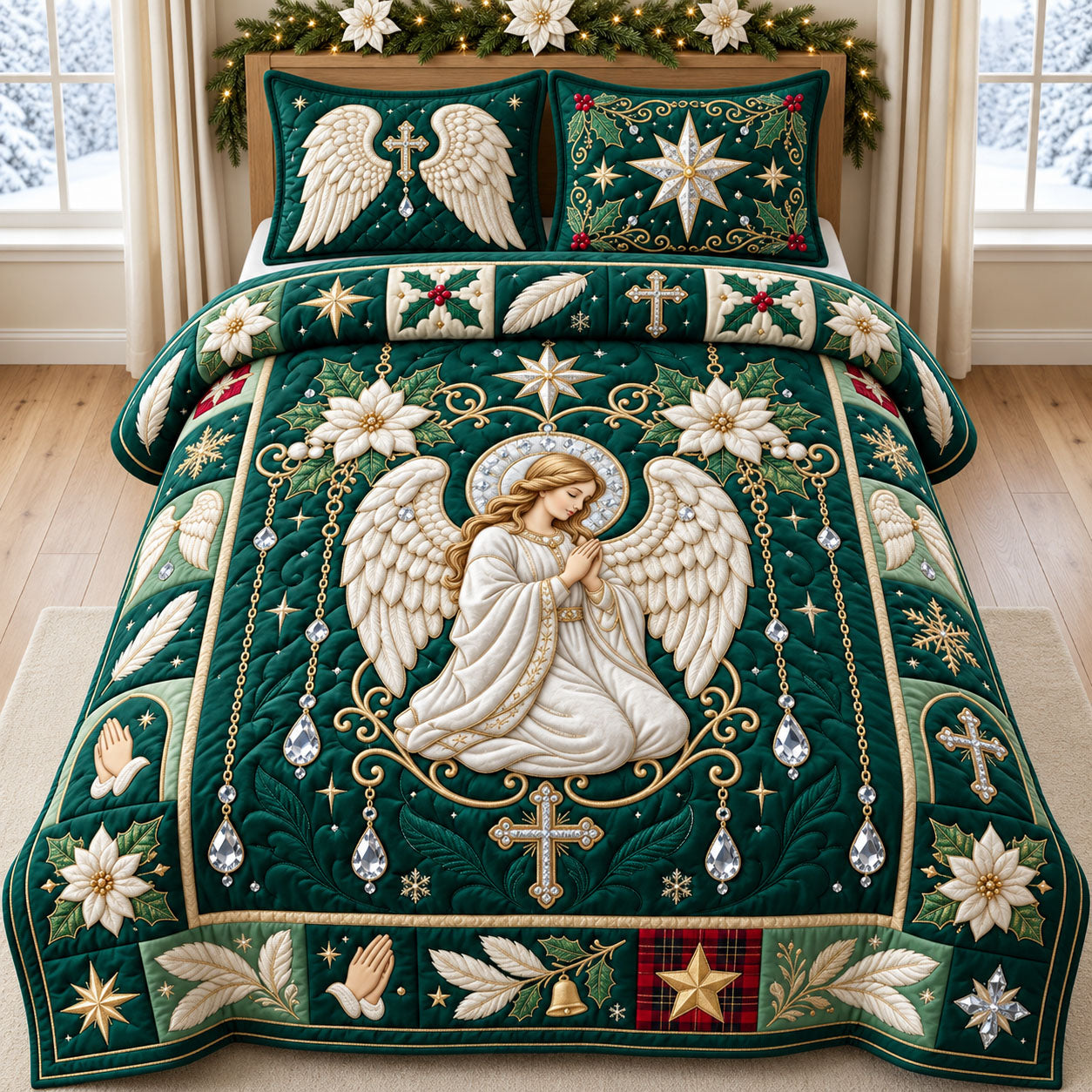 Jewel Angel 3-Piece Quilted Bedding Set GFTOPND2608
