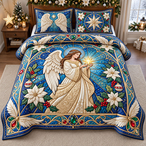 Jeweled Angel 3-Piece Quilted Bedding Set GFTOPND2611