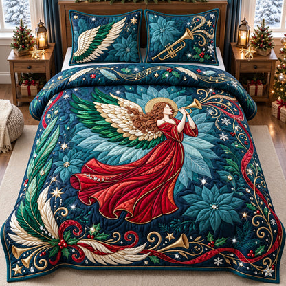 Angel With Trumpet 3-Piece Quilted Bedding Set GFTOPND2613