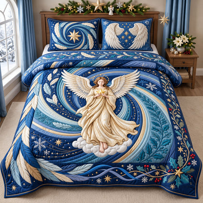 Christmas Angel 3-Piece Quilted Bedding Set GFTOPND2614