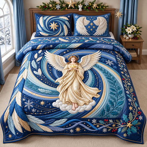 Christmas Angel 3-Piece Quilted Bedding Set GFTOPND2614