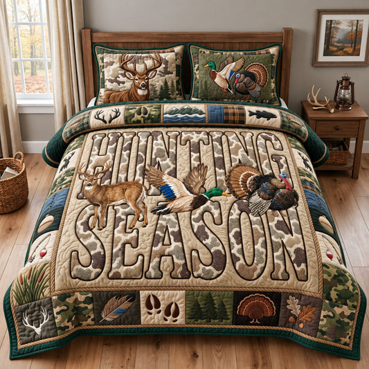 Camo Hunting 3-Piece Quilted Bedding Set GFTOPND2633