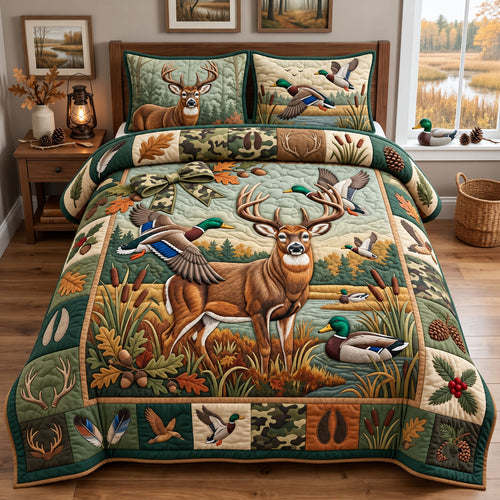 Camo Hunting 3-Piece Quilted Bedding Set GFTOPND2634