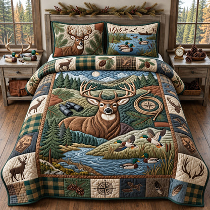Hunting Season 3-Piece Quilted Bedding Set GFTOPND2635